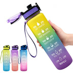 1L Tritan Water Bottle With Time Marker Bounce Cover Motivational Water Bottle Cycling Leakproof Cup For Sports Fitness Bottles - Oopsdadforgot.com