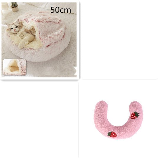 2 In 1 Dog And Cat Bed Pet Winter Bed Round Plush Warm Bed House Soft Long Plush Pets Bed Pet Products - Oopsdadforgot.com