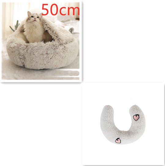 2 In 1 Dog And Cat Bed Pet Winter Bed Round Plush Warm Bed House Soft Long Plush Pets Bed Pet Products - Oopsdadforgot.com