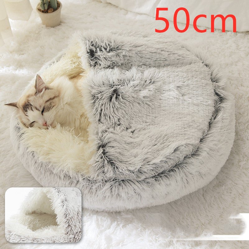 2 In 1 Dog And Cat Bed Pet Winter Bed Round Plush Warm Bed House Soft Long Plush Pets Bed Pet Products - Oopsdadforgot.com