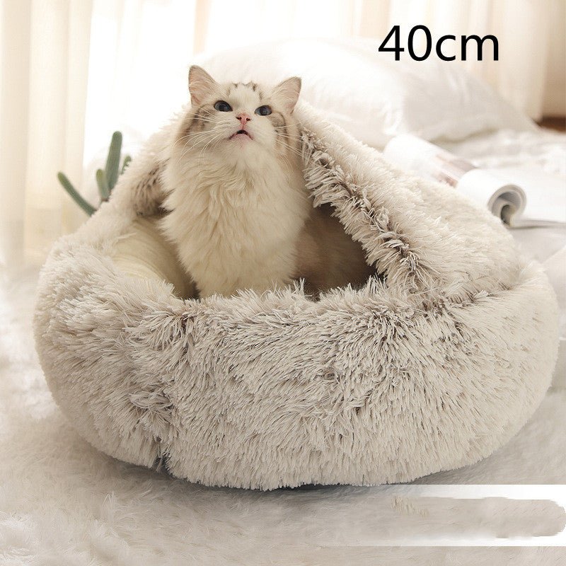 2 In 1 Dog And Cat Bed Pet Winter Bed Round Plush Warm Bed House Soft Long Plush Pets Bed Pet Products - Oopsdadforgot.com