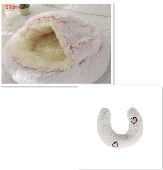 2 In 1 Dog And Cat Bed Pet Winter Bed Round Plush Warm Bed House Soft Long Plush Pets Bed Pet Products - Oopsdadforgot.com
