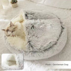 2 In 1 Dog And Cat Bed Pet Winter Bed Round Plush Warm Bed House Soft Long Plush Pets Bed Pet Products - Oopsdadforgot.com
