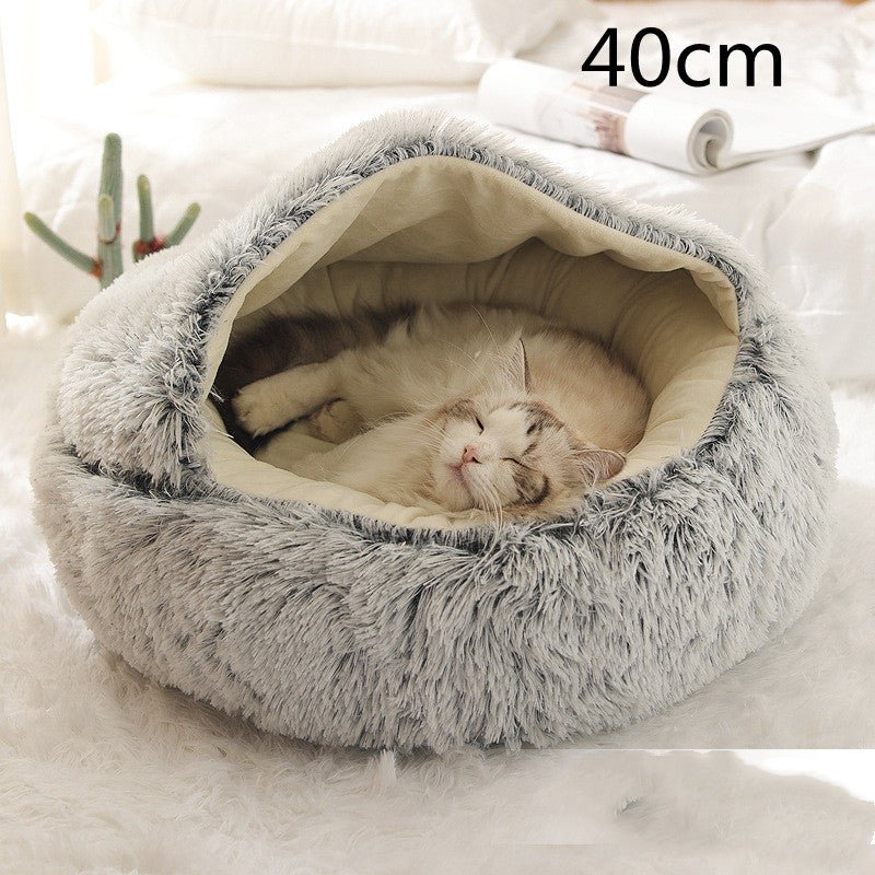 2 In 1 Dog And Cat Bed Pet Winter Bed Round Plush Warm Bed House Soft Long Plush Pets Bed Pet Products - Oopsdadforgot.com