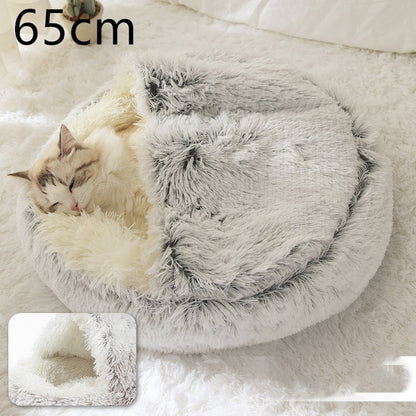 2 In 1 Dog And Cat Bed Pet Winter Bed Round Plush Warm Bed House Soft Long Plush Pets Bed Pet Products - Oopsdadforgot.com