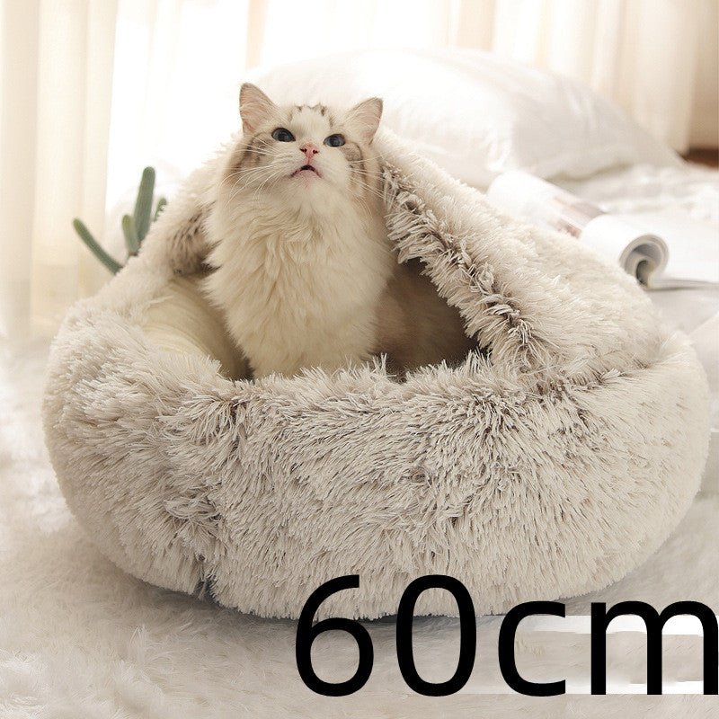 2 In 1 Dog And Cat Bed Pet Winter Bed Round Plush Warm Bed House Soft Long Plush Pets Bed Pet Products - Oopsdadforgot.com