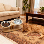 Adjustable Tilted Pet Stand With A Feeding Bowl - Oopsdadforgot.com