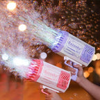 Bubble Gun Rocket 69 Holes Soap Bubbles Machine Gun Shape Automatic Blower With Light Toys For Kids Pomperos - Oopsdadforgot.com