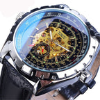 Business - Casual Blue Glass Hollowed - Out Large - Dial Automatic Mechanical Watch - Oopsdadforgot.com