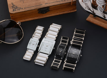 Couple's Square Diamond Set Quartz Watch - Oopsdadforgot.com
