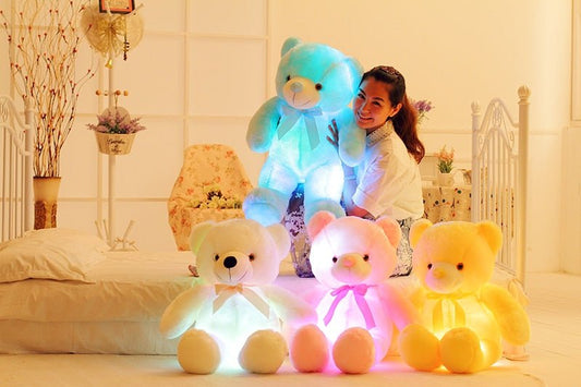 Creative Light Up LED Teddy Bear Stuffed Animals Plush Toy Colorful Glowing Christmas Gift For Kids Pillow - Oopsdadforgot.com