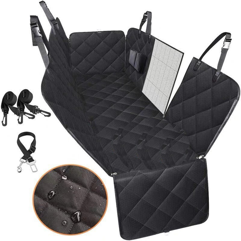 Dog Car Seat Cover View Mesh Pet Carrier Hammock Safety Protector Car Rear Back Seat Mat With Zipper And Pocket For Travel - Oopsdadforgot.com