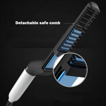 Electric Hair Straightener Brush,Men Quick Beard Straightener Styler Comb,Hair Straightening,Curly Hair Straightening Comb,Side Hair Detangling,Multifunctional Hair Curling Curler - Oopsdadforgot.com