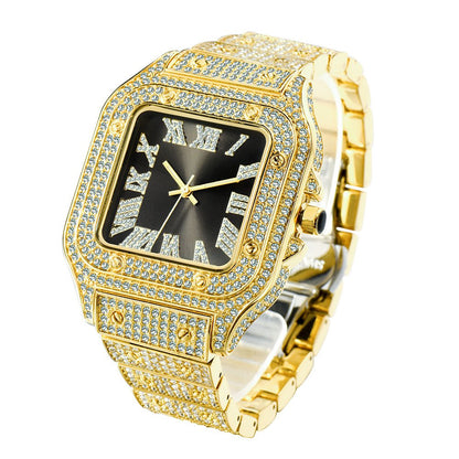 Fashion Hip Hop Diamond Full Diamond Square Men's Watch - Oopsdadforgot.com