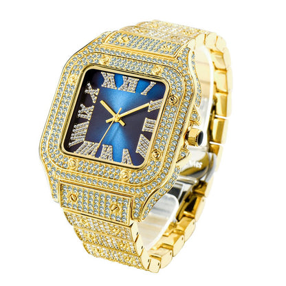 Fashion Hip Hop Diamond Full Diamond Square Men's Watch - Oopsdadforgot.com
