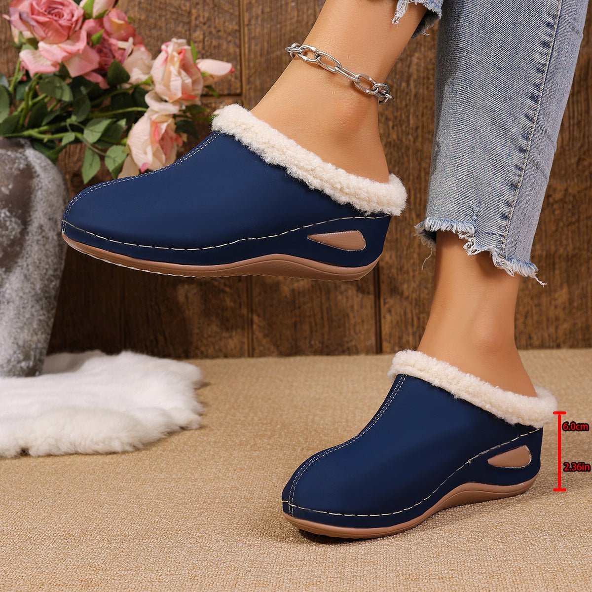 Fashion Plush Slippers Outdoor Wedges Sandals Women's Garden Shoes - Oopsdadforgot.com