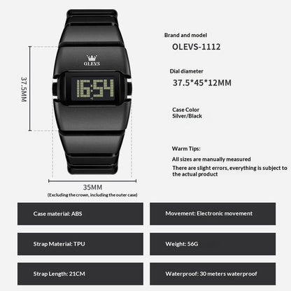 Fashionable Digital Display High - end Square - shaped Student Electronic Watch - Oopsdadforgot.com