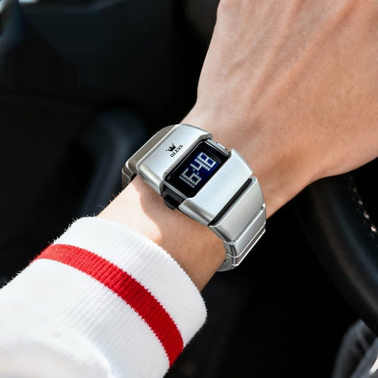 Fashionable Digital Display High - end Square - shaped Student Electronic Watch - Oopsdadforgot.com