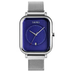 Fashionable Mens Square Business Quartz Student Mens Mesh - Strap Waterproof Calendar Watch - Oopsdadforgot.com