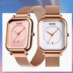 Fashionable Mens Square Business Quartz Student Mens Mesh - Strap Waterproof Calendar Watch - Oopsdadforgot.com