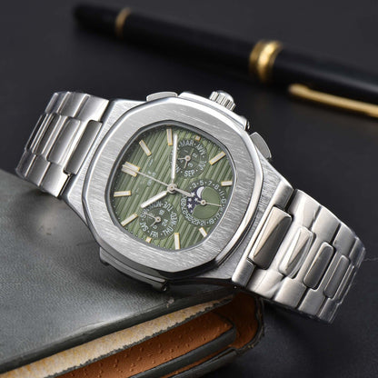 Fashionable Six - Prong Steel - Strap Business - Style Nautilus Mens Watch - Oopsdadforgot.com