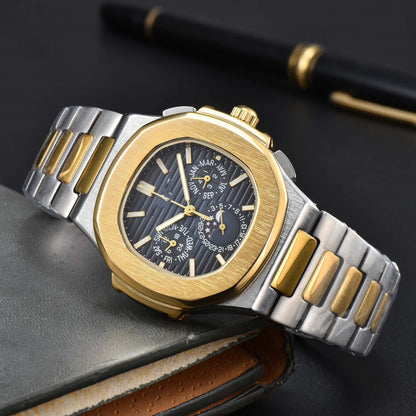 Fashionable Six - Prong Steel - Strap Business - Style Nautilus Mens Watch - Oopsdadforgot.com