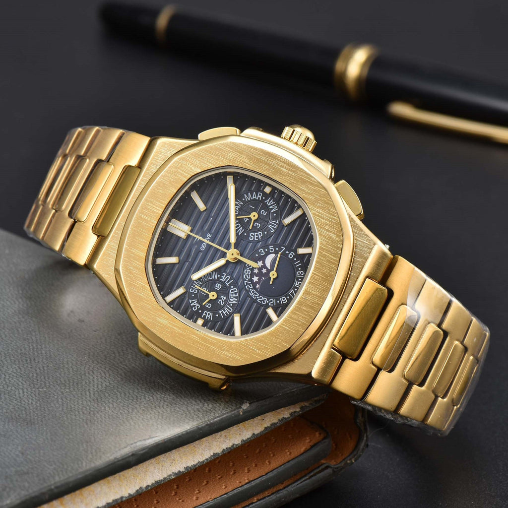 Fashionable Six - Prong Steel - Strap Business - Style Nautilus Mens Watch - Oopsdadforgot.com