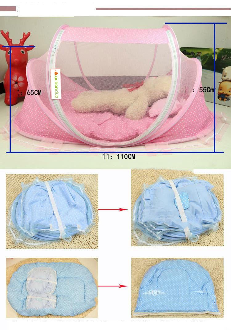 Foldable Baby Bed Net With Pillow Net 2pieces Set - Oopsdadforgot.com