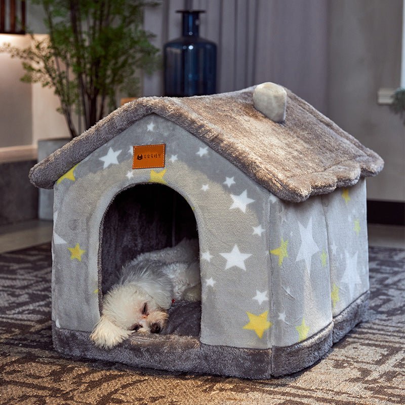 Foldable Dog House Pet Cat Bed Winter Dog Villa Sleep Kennel Removable Nest Warm Enclosed Cave Sofa Pets Supplies - Oopsdadforgot.com