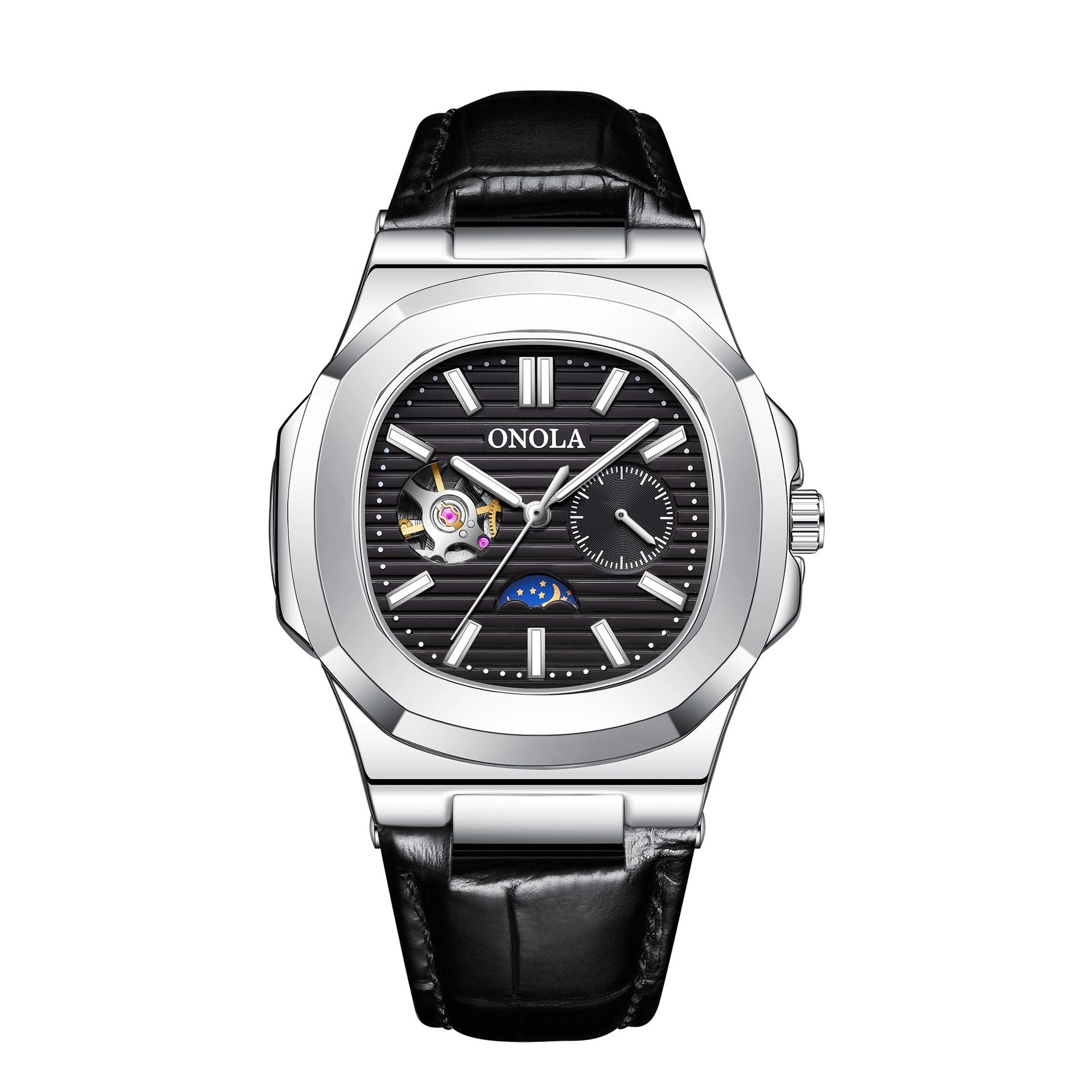 High - Quality Mechanical Watch Sun Moon And Stars Design Waterproof Leather Strap - Oopsdadforgot.com