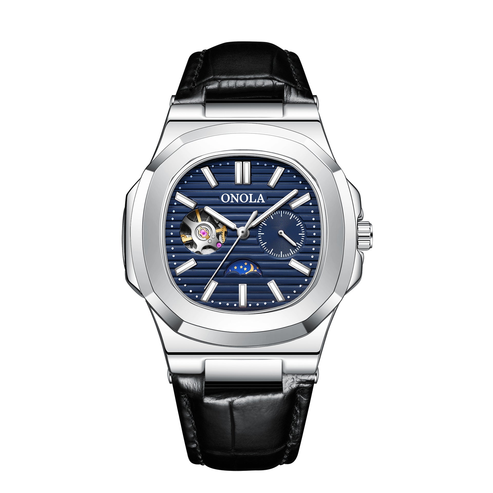 High - Quality Mechanical Watch Sun Moon And Stars Design Waterproof Leather Strap - Oopsdadforgot.com