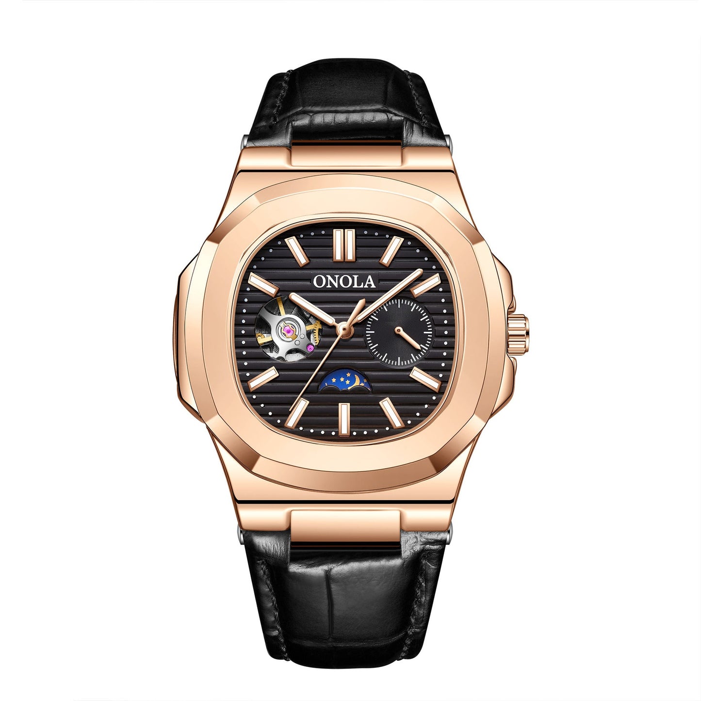High - Quality Mechanical Watch Sun Moon And Stars Design Waterproof Leather Strap - Oopsdadforgot.com