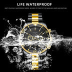 Luxury Gold Green Watch Men's Waterproof Stainless Steel Luminous - Oopsdadforgot.com
