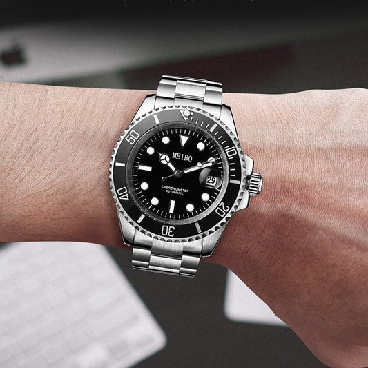 Magnifying Glass Calendar Mens Watch With A Steel Strap - Oopsdadforgot.com