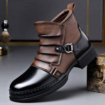 Mens British - style Retro Fleece - Lined Thermal Boots With Side Zipper - Oopsdadforgot.com