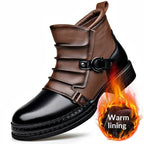 Mens British - style Retro Fleece - Lined Thermal Boots With Side Zipper - Oopsdadforgot.com