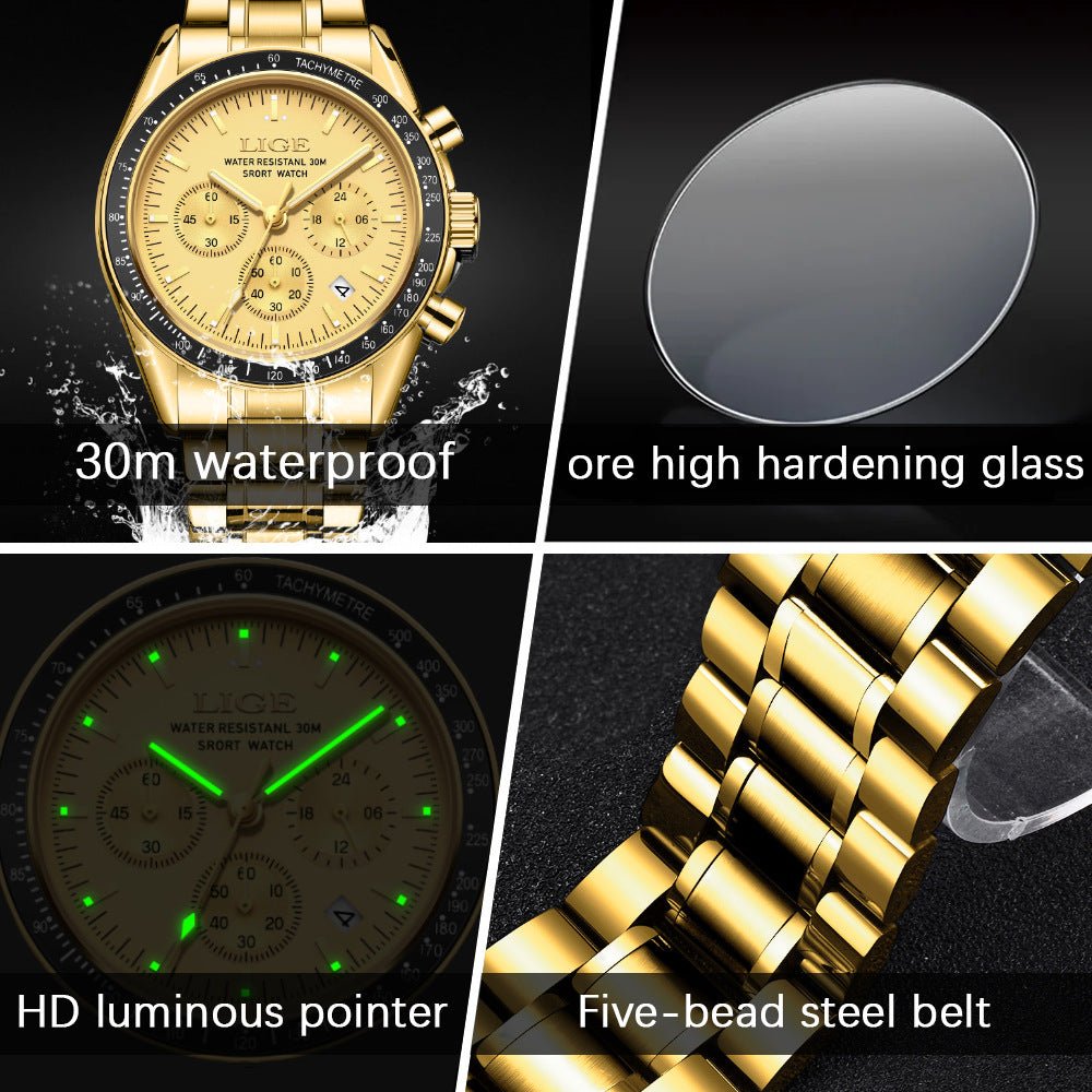 Mens Multifunctional Waterproof Calendar Luminous Quartz Watch - Oopsdadforgot.com