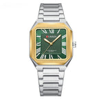 Mens Simple Square Waterproof Quartz Watch With Roman Numerals And Fashionable Steel Band - Oopsdadforgot.com