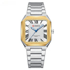 Mens Simple Square Waterproof Quartz Watch With Roman Numerals And Fashionable Steel Band - Oopsdadforgot.com