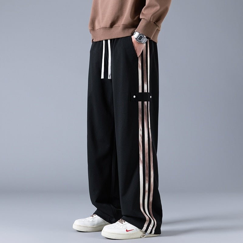 Mens Three - Stripe Sweatpants Spring American High - Street Style Joggers - Oopsdadforgot.com