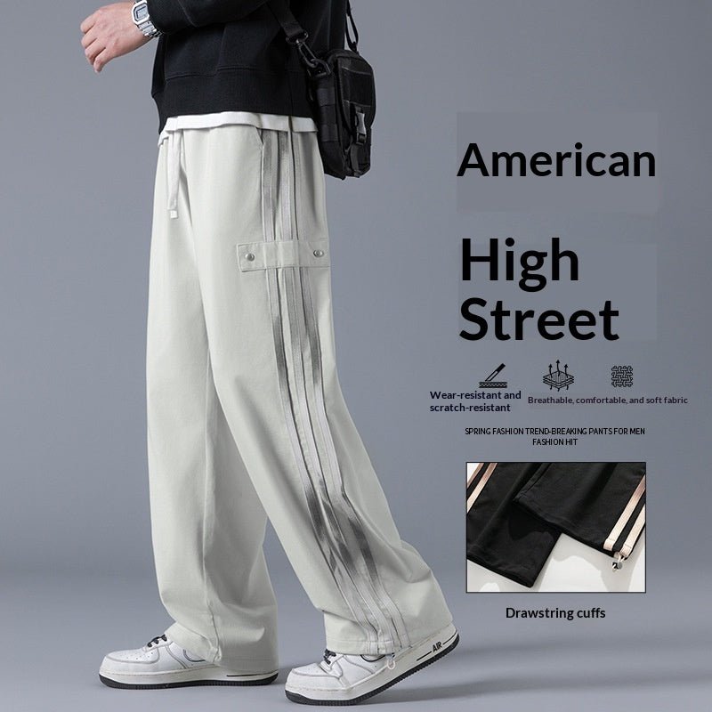 Mens Three - Stripe Sweatpants Spring American High - Street Style Joggers - Oopsdadforgot.com