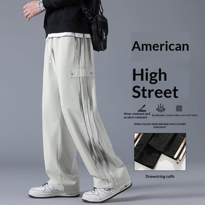 Mens Three - Stripe Sweatpants Spring American High - Street Style Joggers - Oopsdadforgot.com