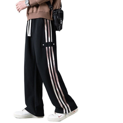 Mens Three - Stripe Sweatpants Spring American High - Street Style Joggers - Oopsdadforgot.com