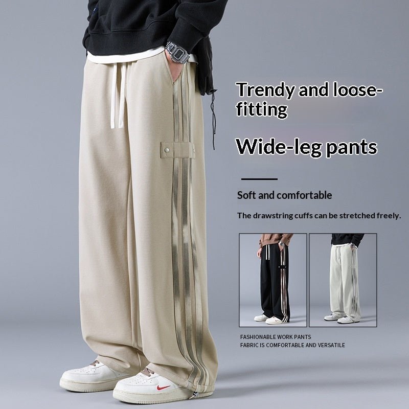 Mens Three - Stripe Sweatpants Spring American High - Street Style Joggers - Oopsdadforgot.com