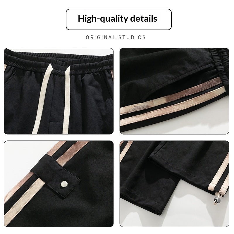Mens Three - Stripe Sweatpants Spring American High - Street Style Joggers - Oopsdadforgot.com