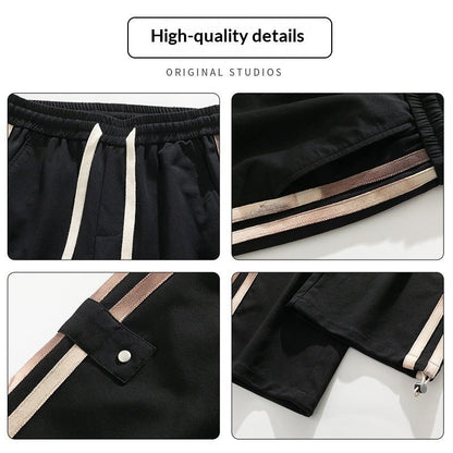 Mens Three - Stripe Sweatpants Spring American High - Street Style Joggers - Oopsdadforgot.com