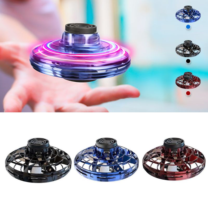 Mini Fingertip Gyro Interactive Decompression Toy Drone LED UFO Type Flying Helicopter Spinner Toy Kids - Oopsdadforgot.com