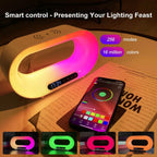 Multi - function 3 In 1 LED Night Light APP Control RGB Atmosphere Desk Lamp Smart Multifunctional Wireless Charger Alarm Clock - Oopsdadforgot.com