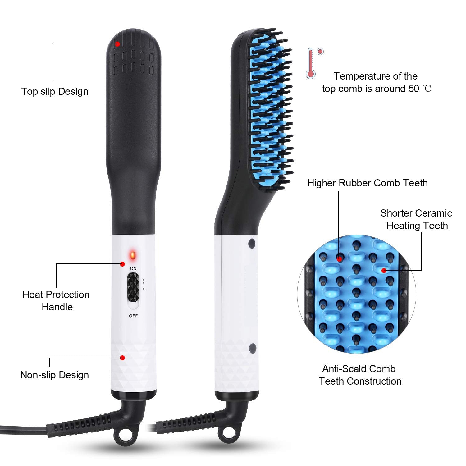 Multifunctional Hair Straightener Hair Comb Brush Men Beard Straightener Straightening - Oopsdadforgot.com