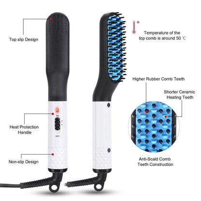 Multifunctional Hair Straightener Hair Comb Brush Men Beard Straightener Straightening - Oopsdadforgot.com